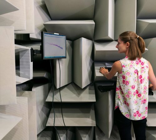 Amago Audio microphones being tested in anechoic chamber